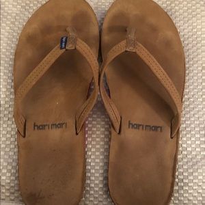 Hair Mari leather flip flops